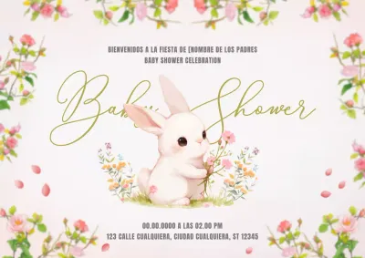 Rosa Blanco Natural Baby Shower Aviso
