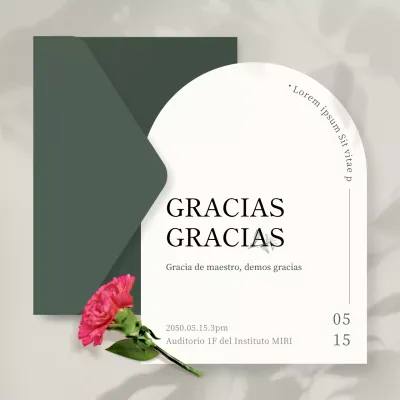 Invitación sencilla para el Día del Maestro en marfil y verde