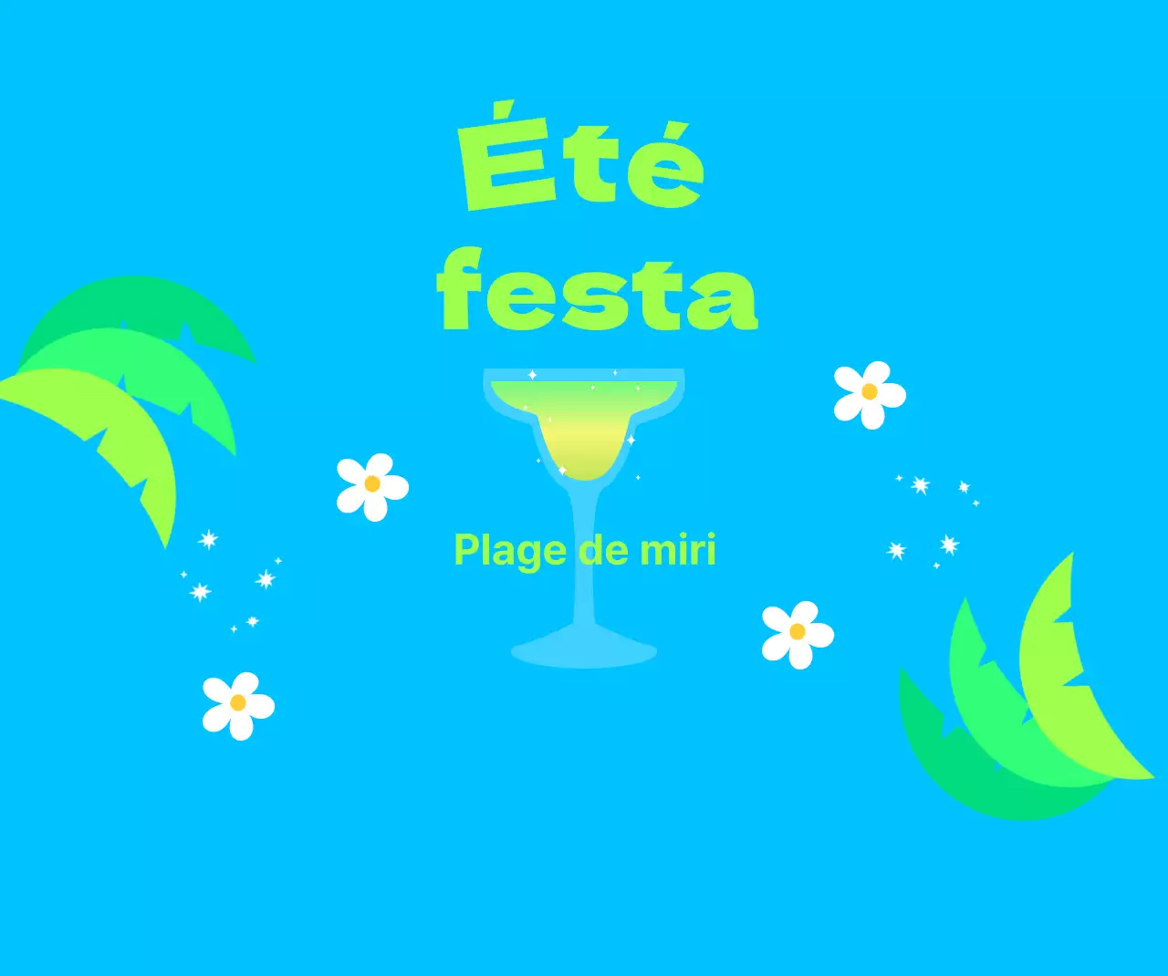 Un festival d'été frais et rafraîchissant avec des palmiers et des fleurs
