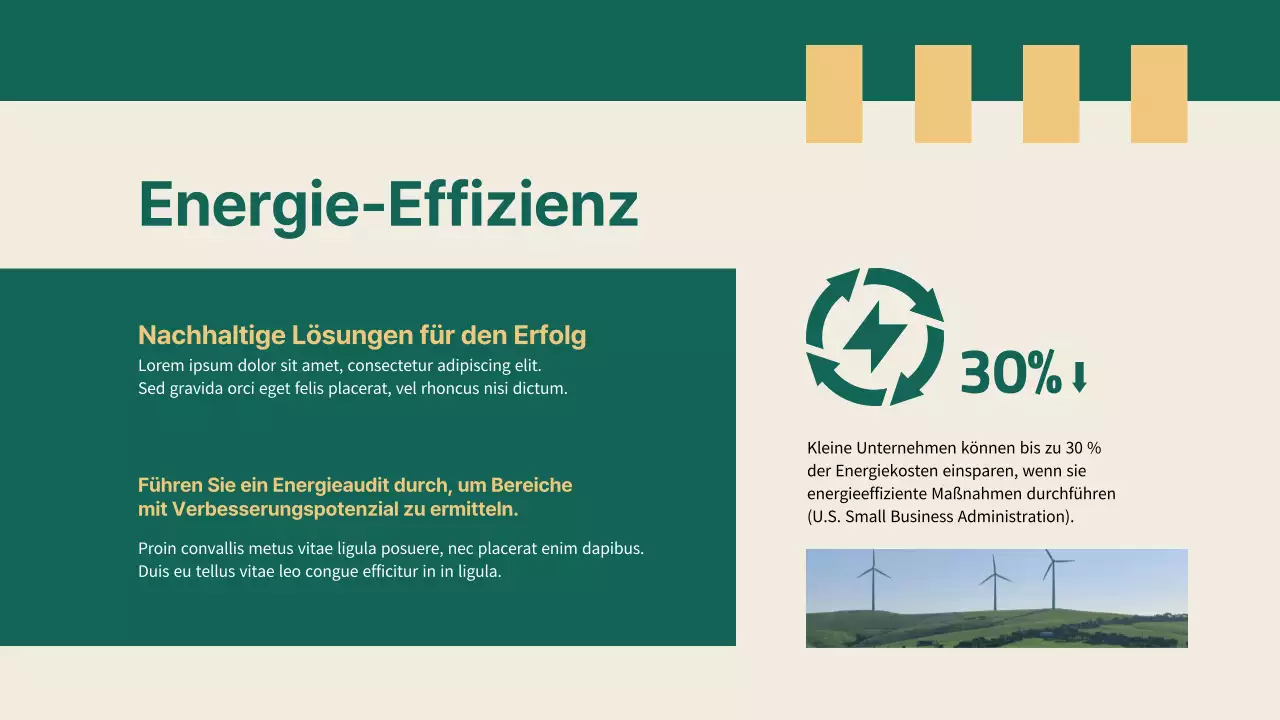 Grün und Gelb Einfaches Unternehmen Nachhaltige Lösungen Strategie