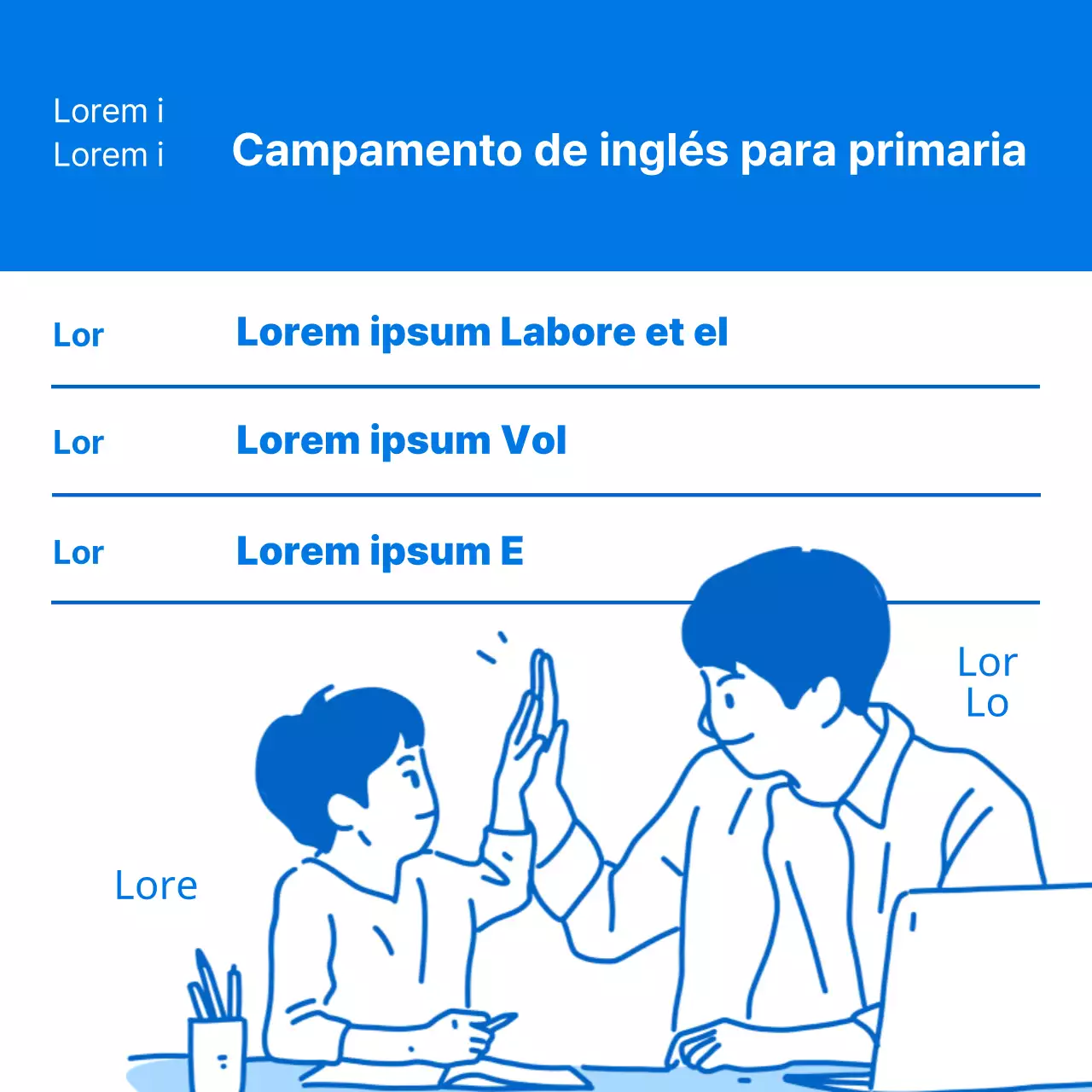 Promover el campamento de inglés sencillo de Blue para niños de primaria