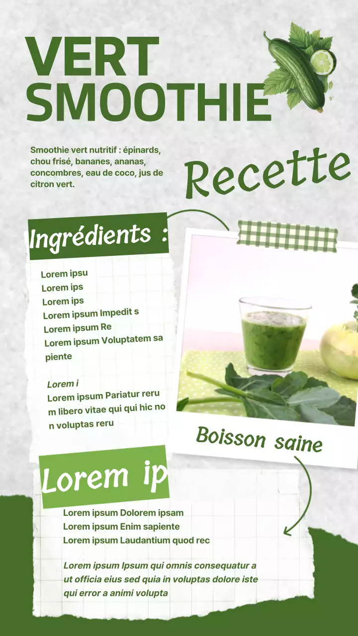Recette de smoothie vert naturel rafraîchissant