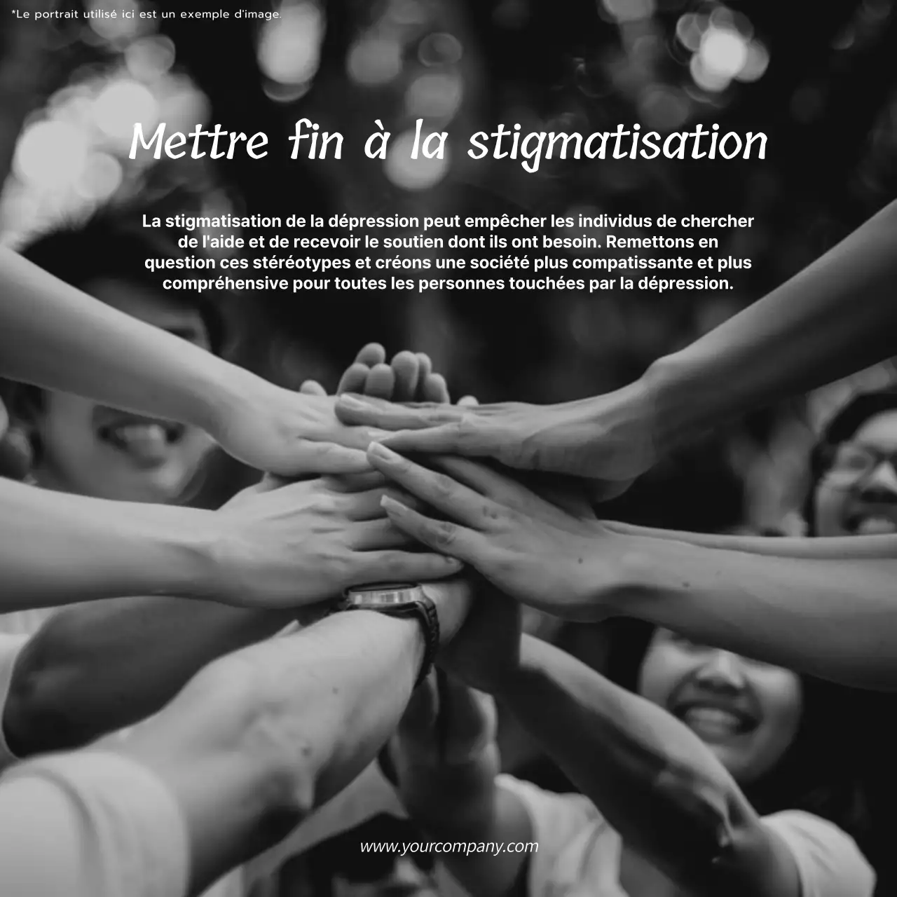Promotion d'un blog sur les soins mentaux en noir et blanc
