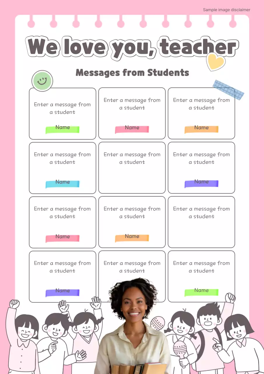 Pink Modern Teacher Message Card Poster