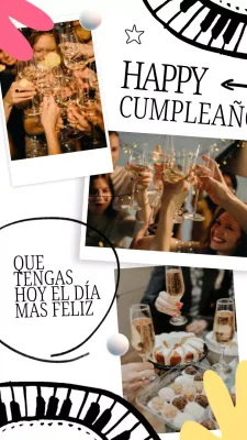 Blanco y negro Pop Trend Festive Birthday Cheers for Friends