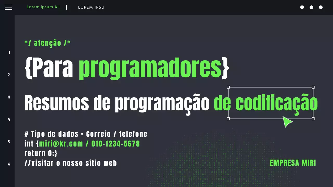 Prospeto do programa de programação para programadores Cyberpunk da Black and Mint