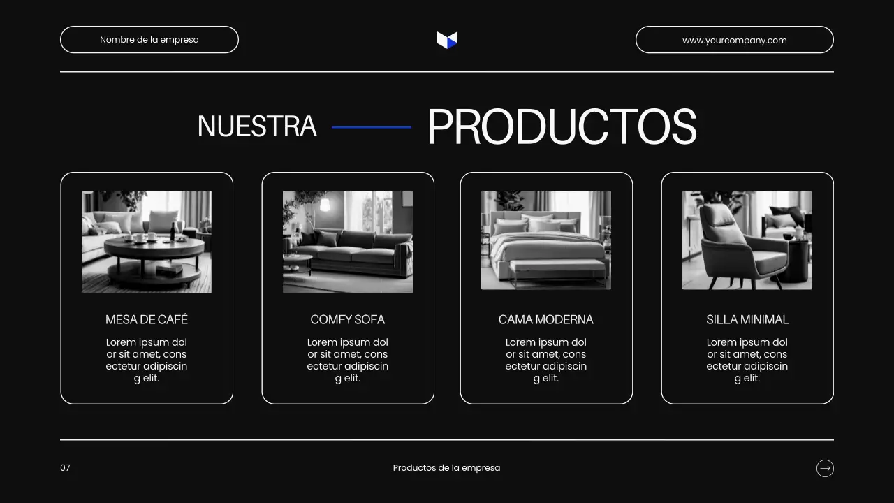 Presentación de producto comercial minimalista en blanco y negro