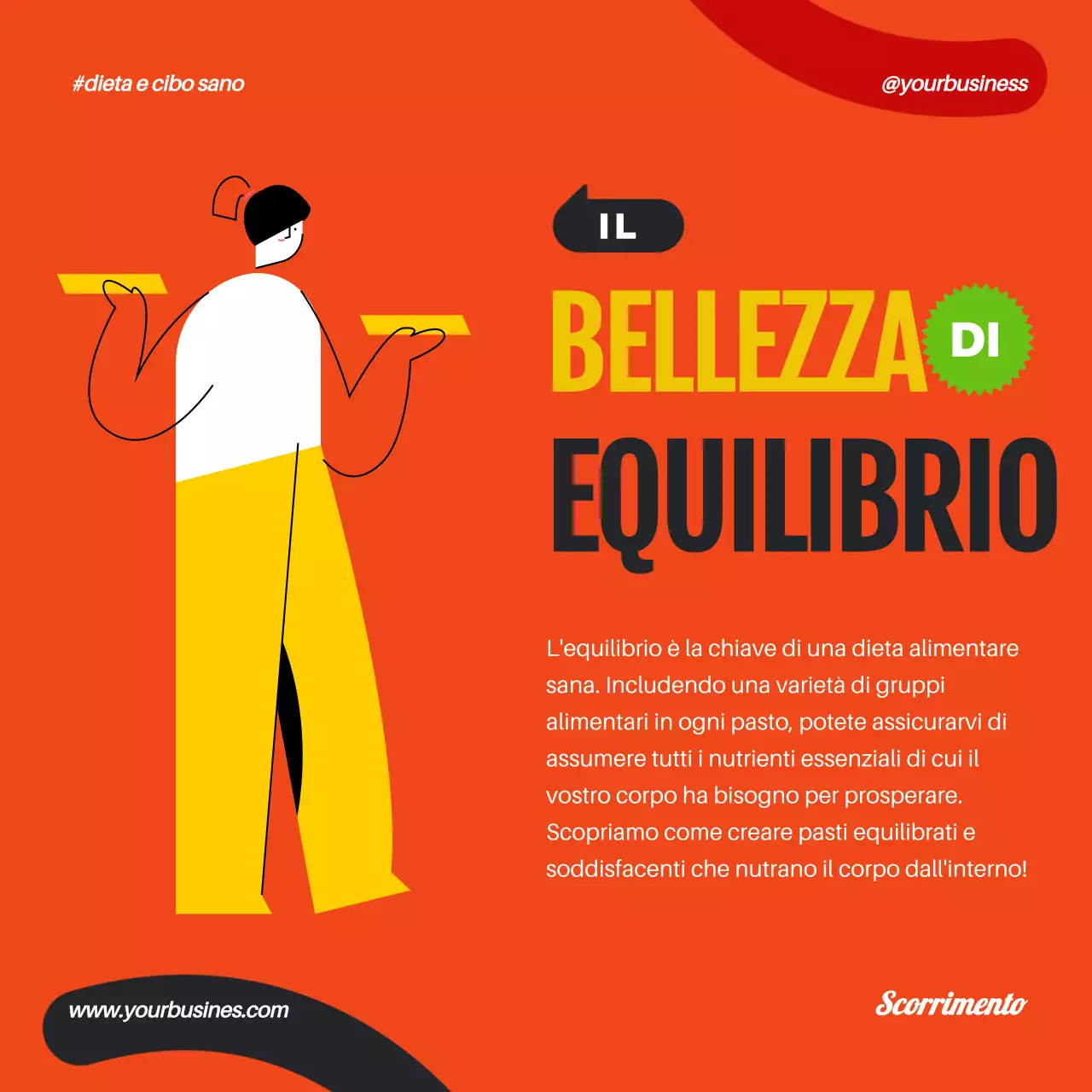 Arancione verde geometrico Popart Cibo sano e dieta