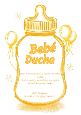 Simpática invitación de baby shower en amarillo