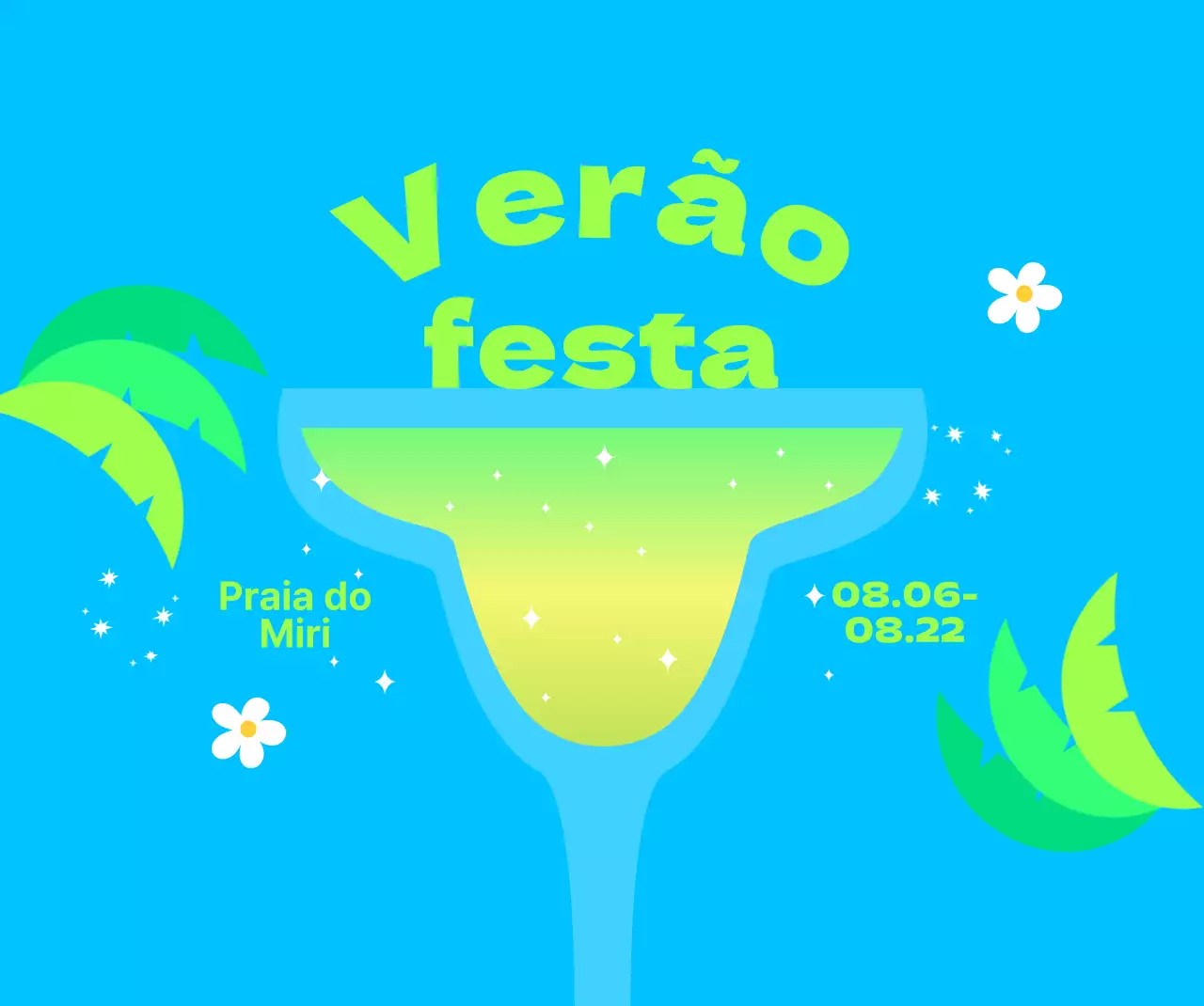 Um festival de verão fresco e refrescante com palmeiras e flores