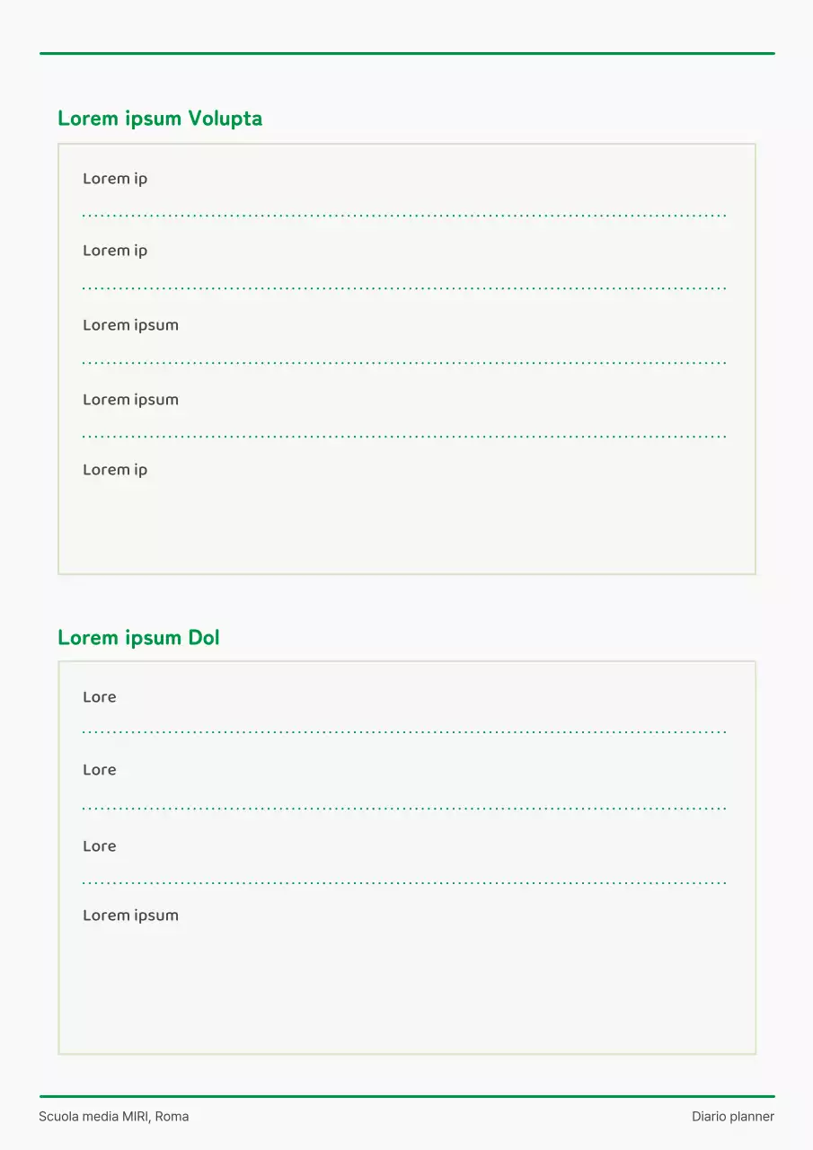 Agenda per l'annuario scolastico con simpatici personaggi verdi e bianchi degli studenti