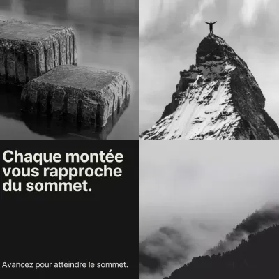 Collage moderne noir et blanc Motivationnel Citation sur la santé mentale