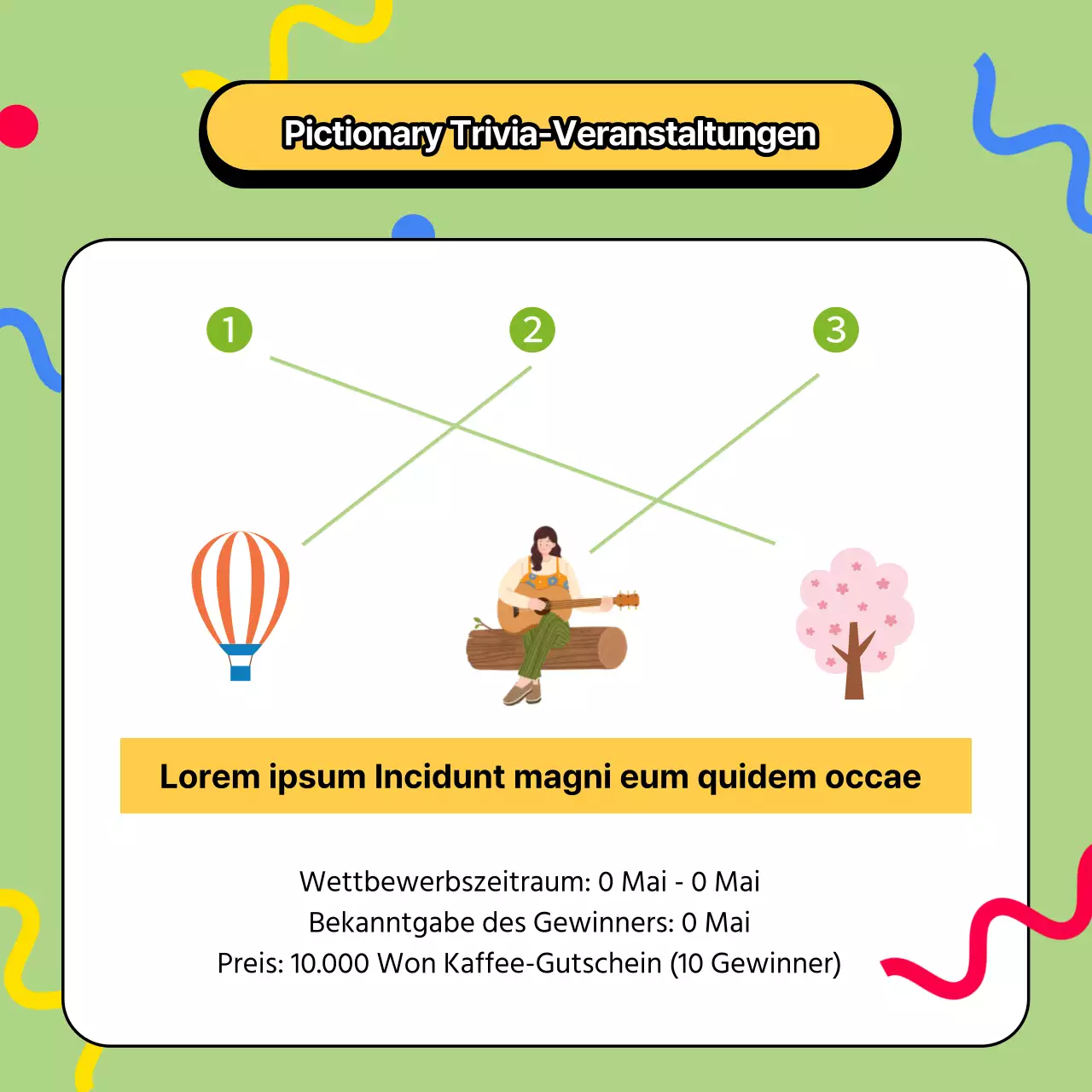 Förderung der orange-gelben Feierlichkeiten