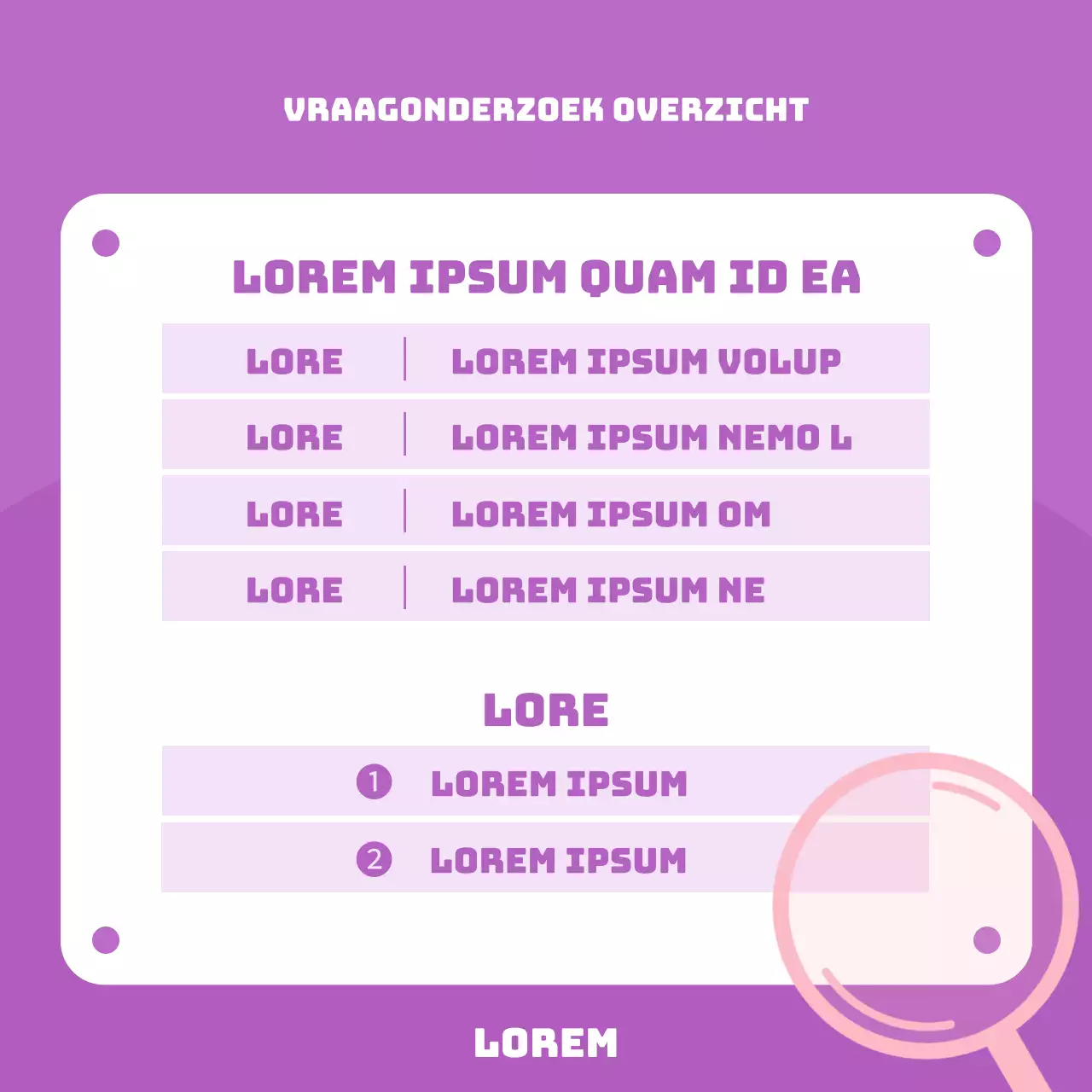 Een mooie institutionele programma-aankondiging in paars en mauve