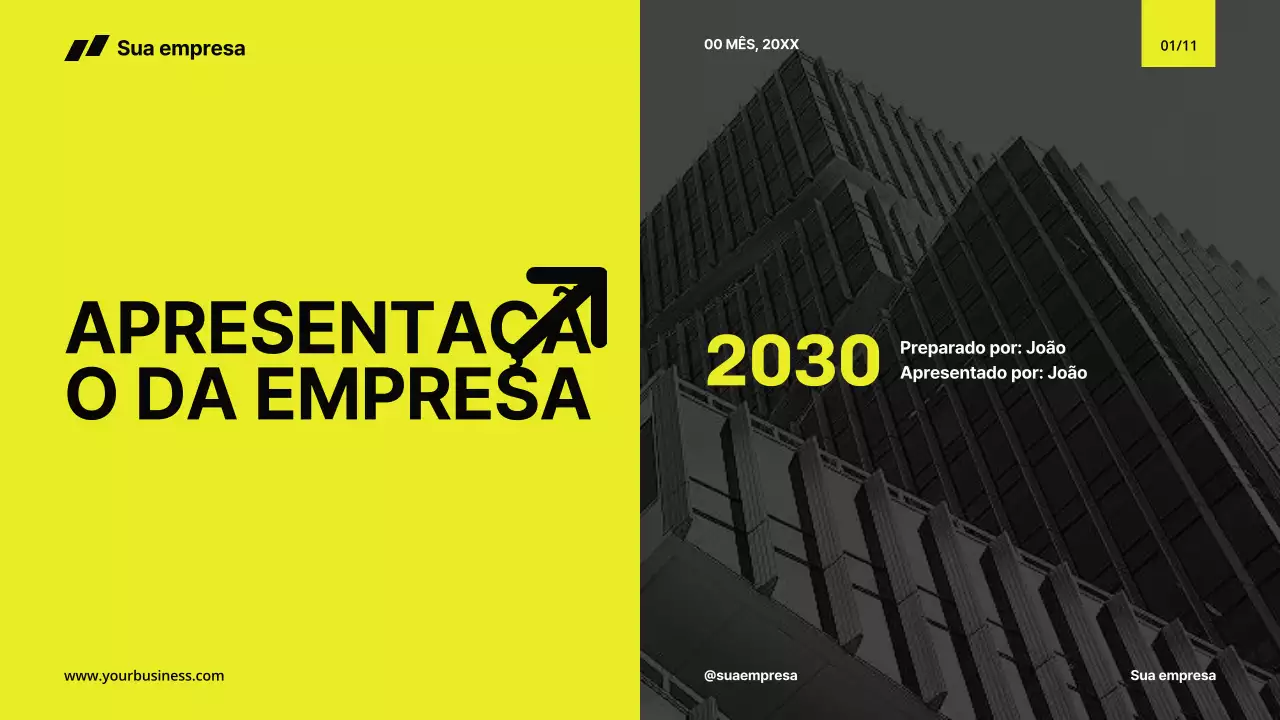 Amarelo Preto Minimal Modern Business Company Profile para a introdução da empresa