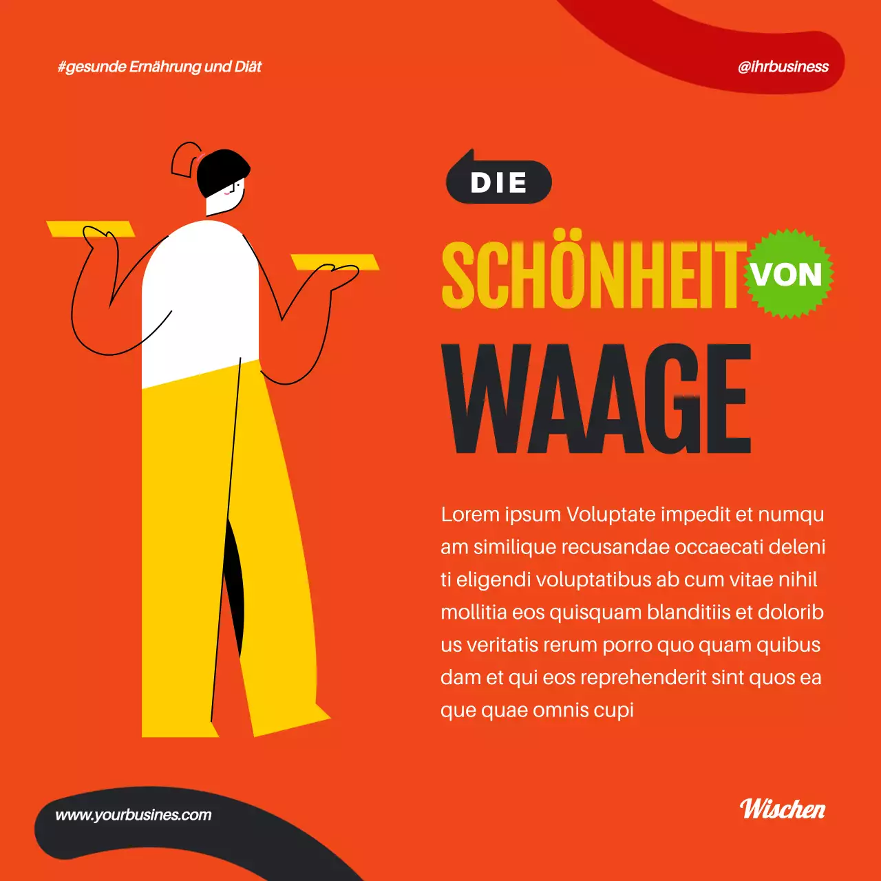 Orange Grün Geometrische Popart Gesunde Ernährung und Diät