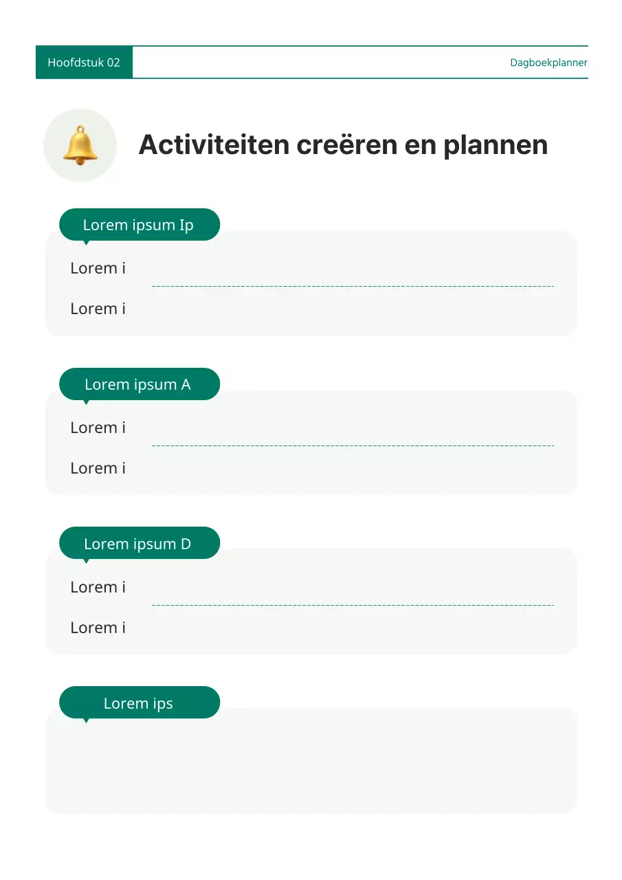 Een eenvoudige groen-witte dagboekplanner