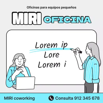 Promover una oficina compartida minimalista en azul claro y gris