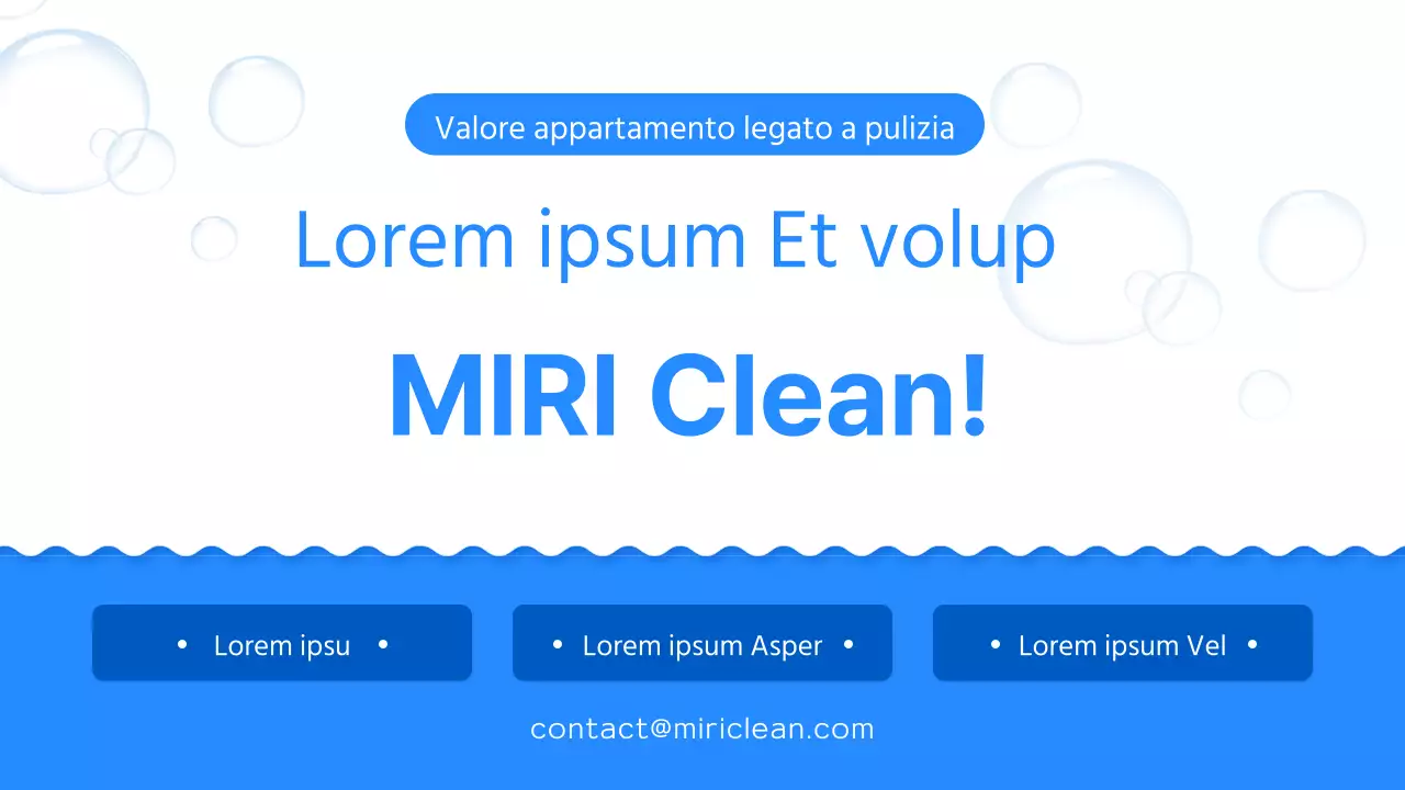 Un semplice prospetto dell'impresa di pulizie per traslochi in bianco e blu