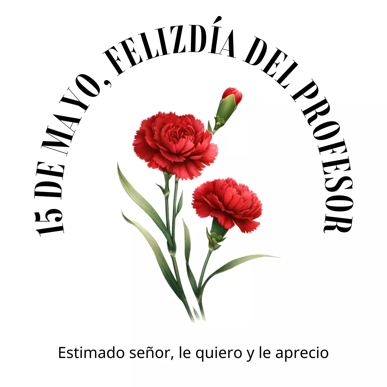 Una sencilla nota de agradecimiento del Día del Profesor en rojo y negro