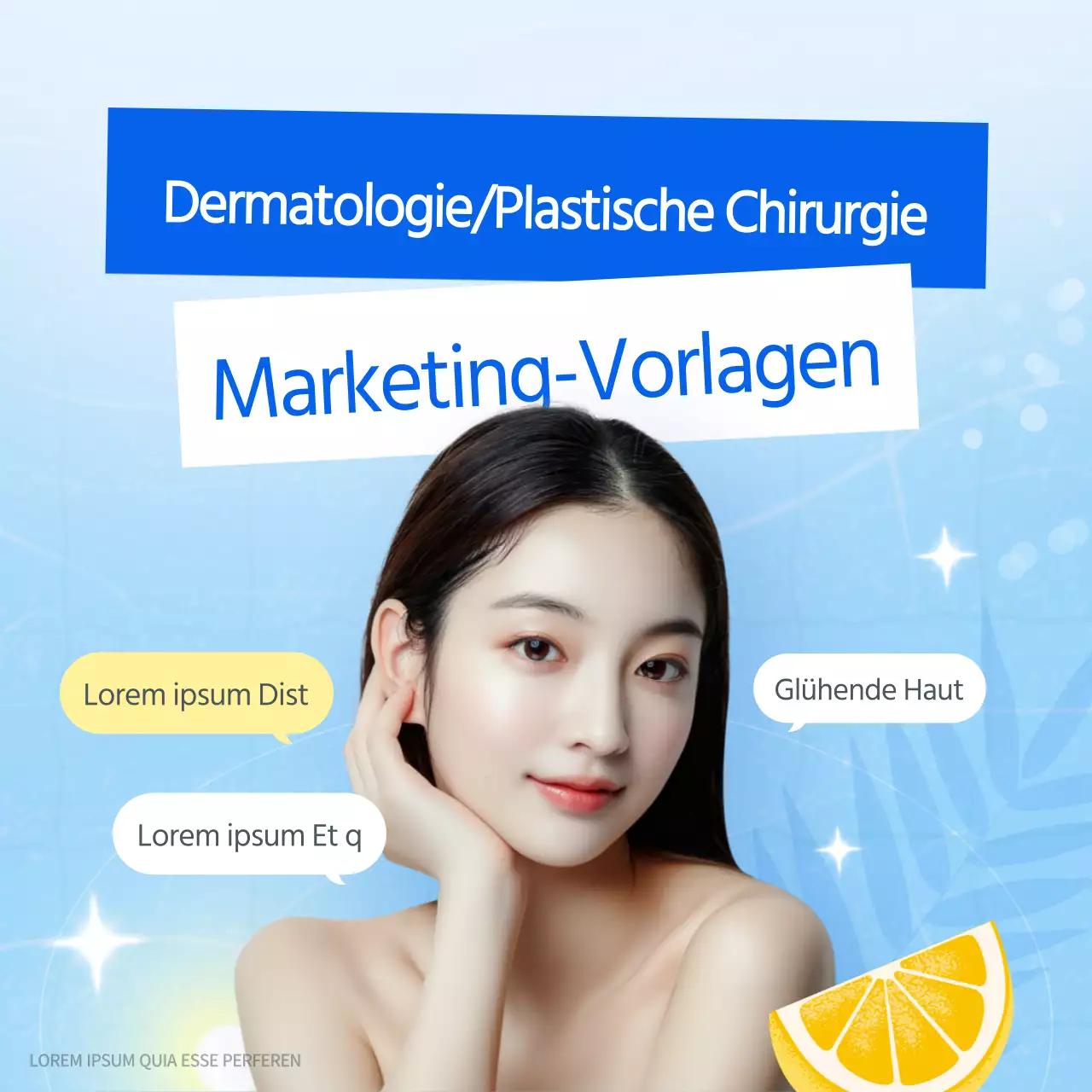 Eine tropische Sommer-Schönheitsbehandlung in hellblau.