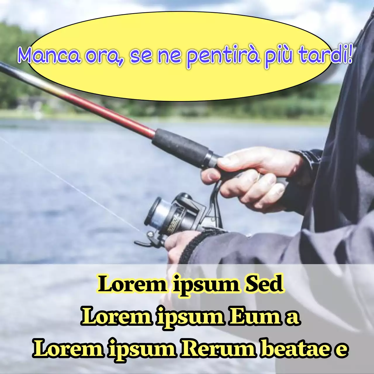 Promuovere l'esperienza di pesca in mare con il mal di mare blu e giallo