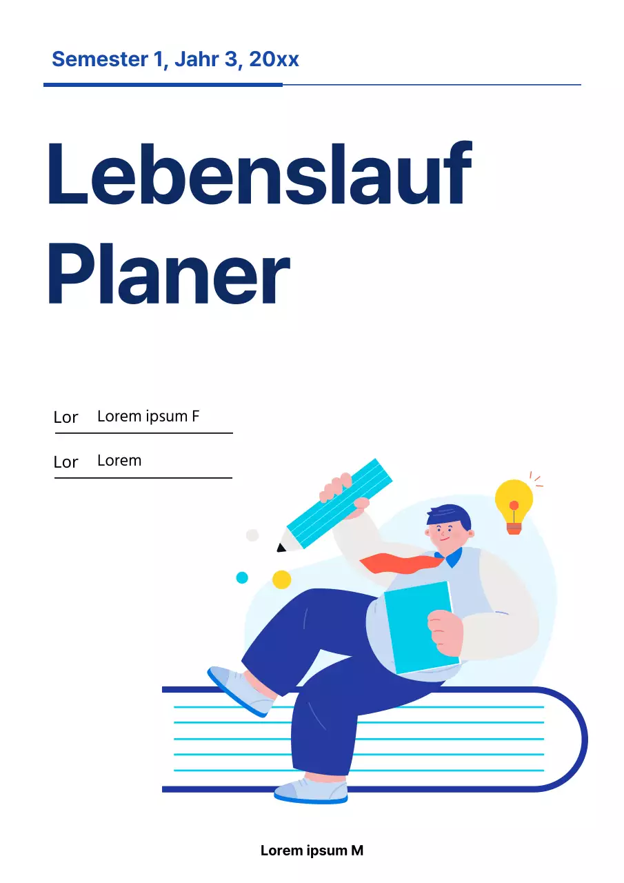 Ein einfacher blau-weißer Journal-Planer
