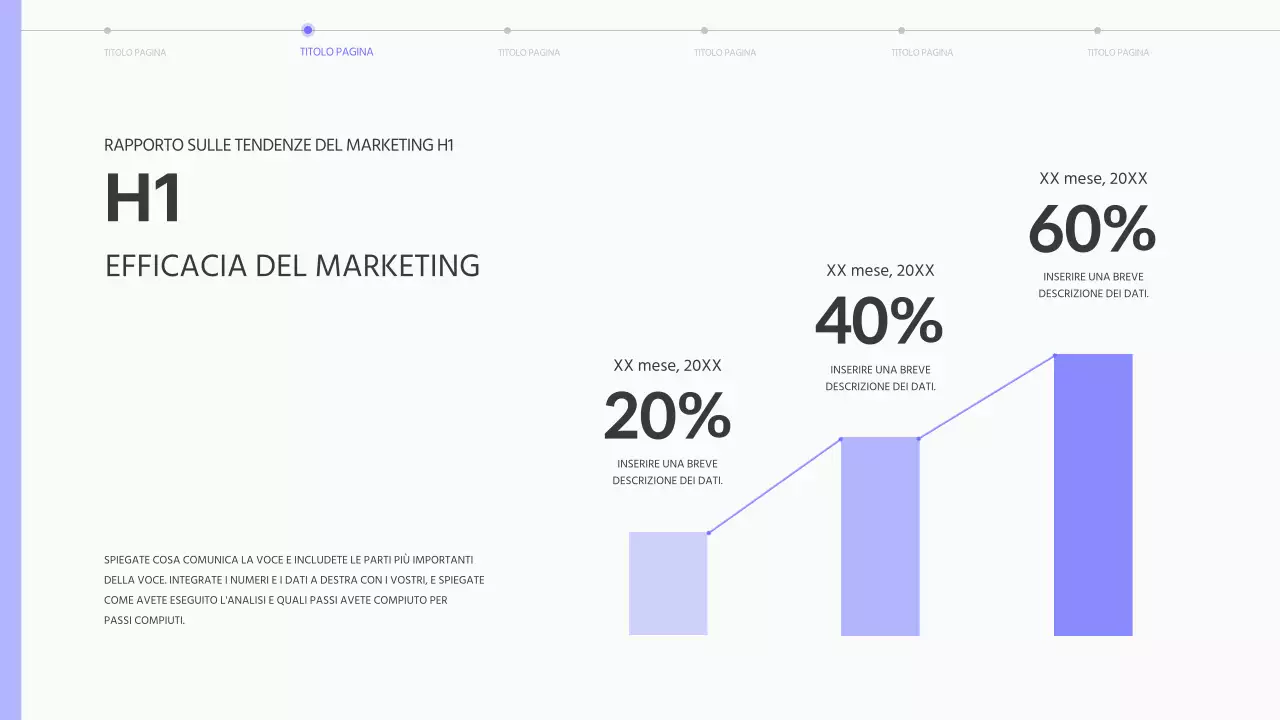 Semplice rapporto sulle tendenze del marketing in viola e nero