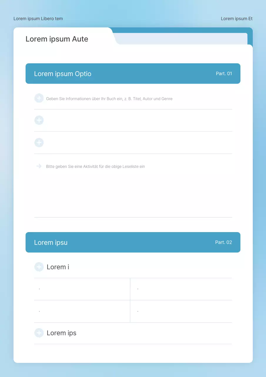 Ein einfaches Mappenkonzept in Hellblau und Weiß für einen Schuljournal-Planer