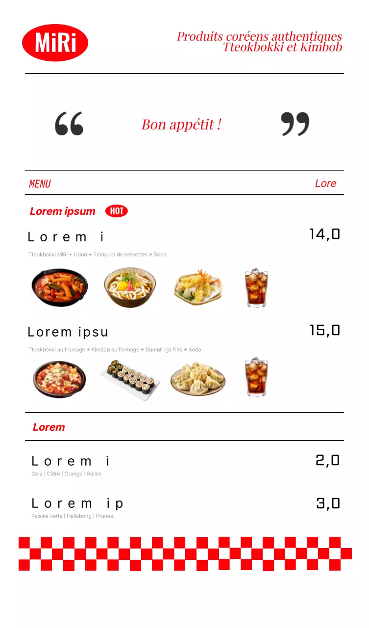 Support de carte de menu bistro POP A