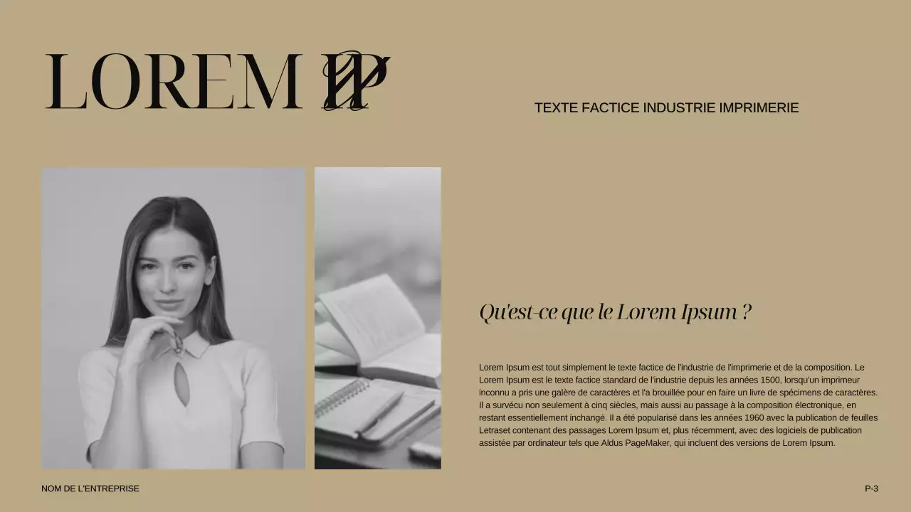 Ivory Khaki Black Modern Elegant Présentation de l'entreprise