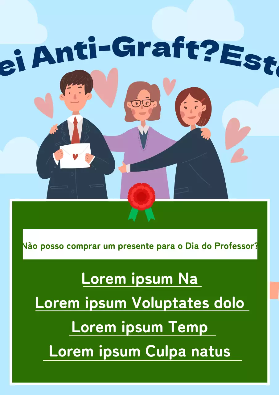 Informação sobre a não solicitação para o Dia do Professor em azul claro e verde