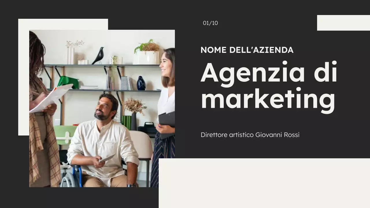 Agenzia di marketing minimalista in bianco e nero Introduzione dell'azienda