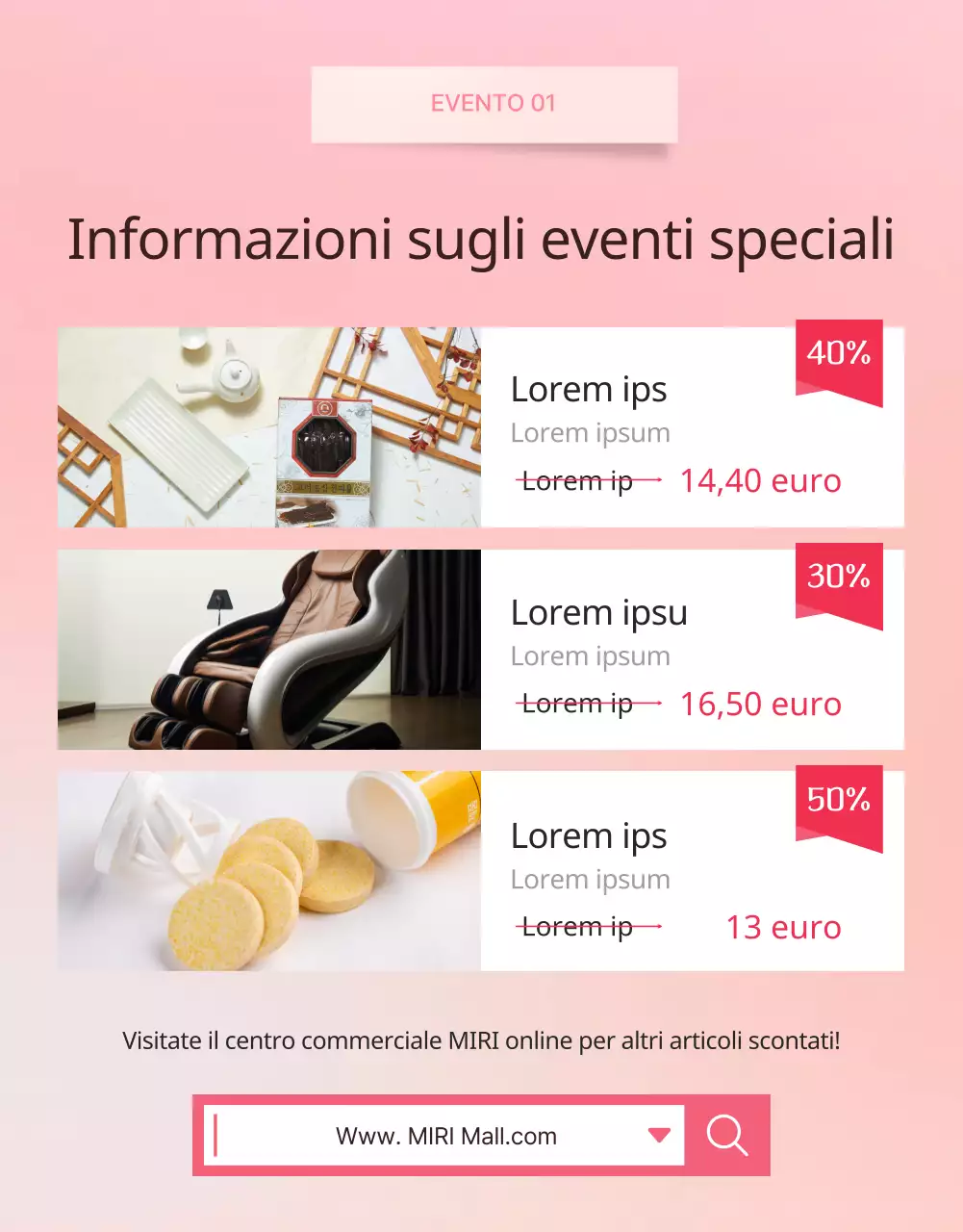 Simpatico annuncio di offerta per la festa della mamma in rosa e avorio