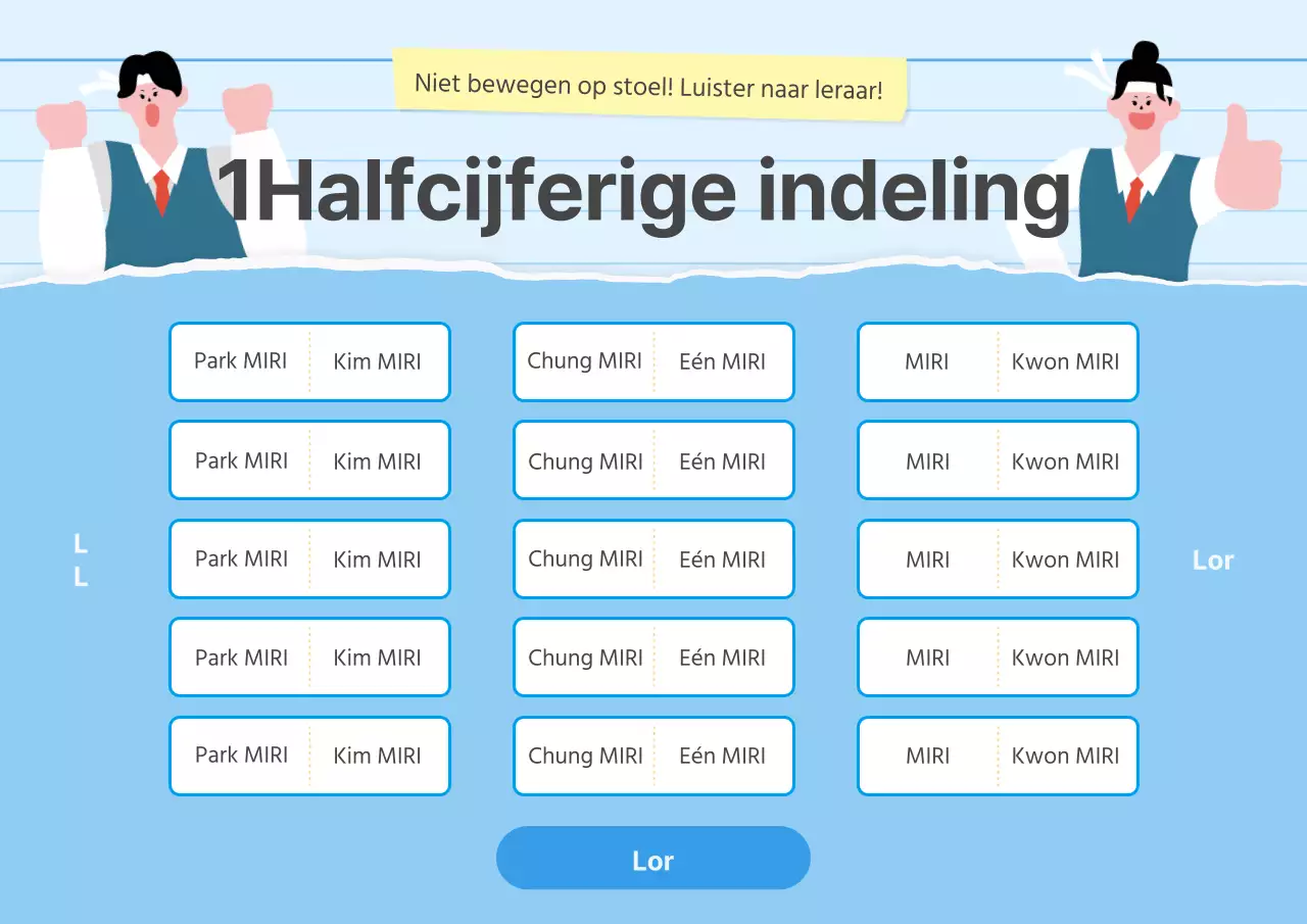 Over de lichtblauwe en blauwe tafelschikking van de school