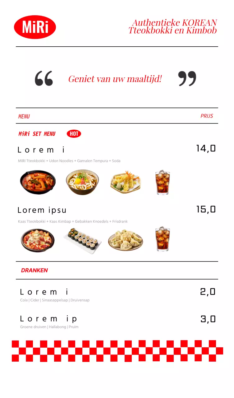 Bistro Menubordstandaard POP A