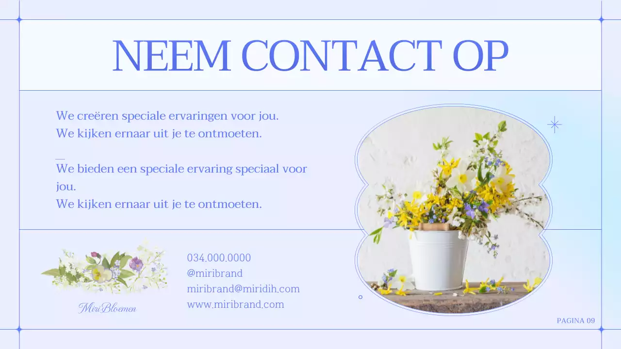 Een eenvoudig blauw en paars bloemenwinkeltje voor een klein bedrijf