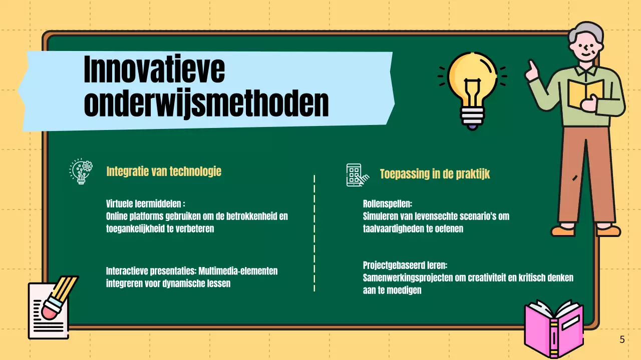 Rood en geel modern lesmateriaal voor leraren