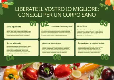 Guida al moderno stile di vita sano verde e arancione