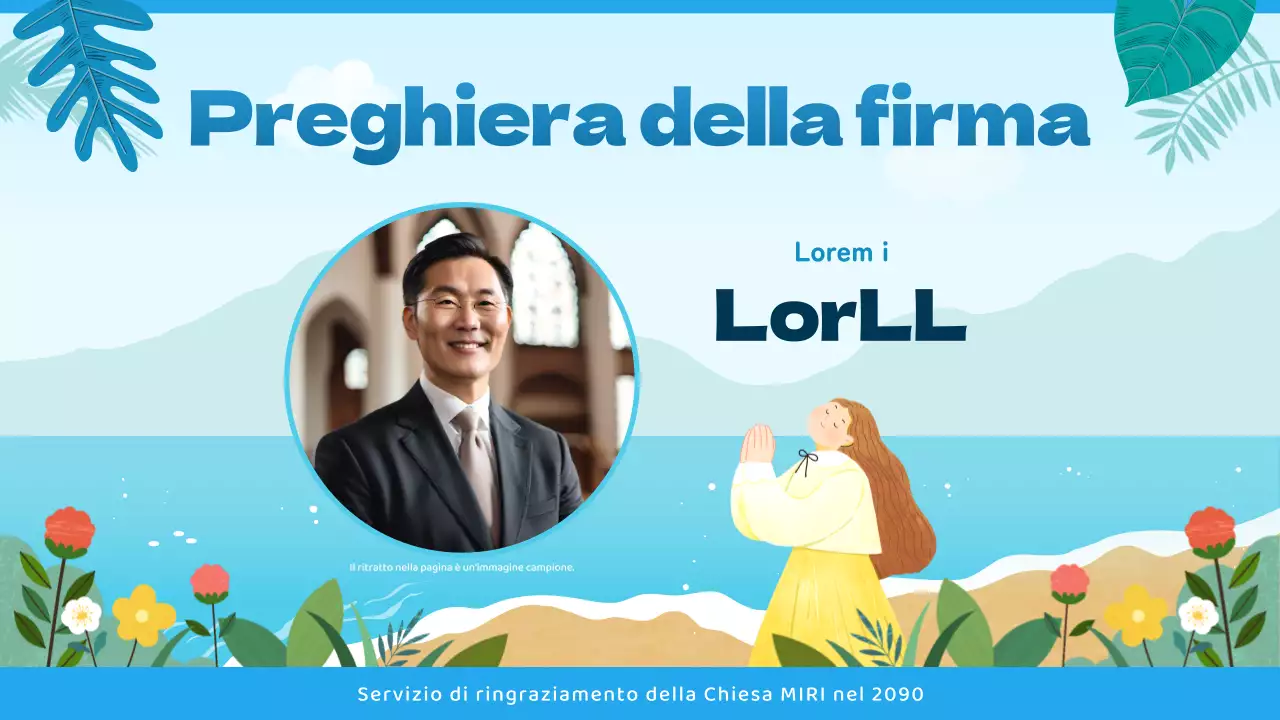 Guida al servizio ecclesiastico con un'atmosfera tropicale in blu e azzurro