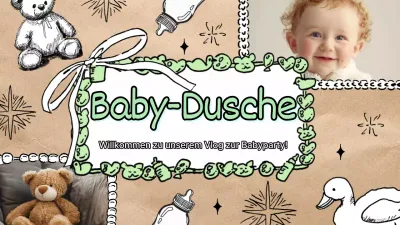 Niedliche Babyparty-Anzeige in Grün und Grau