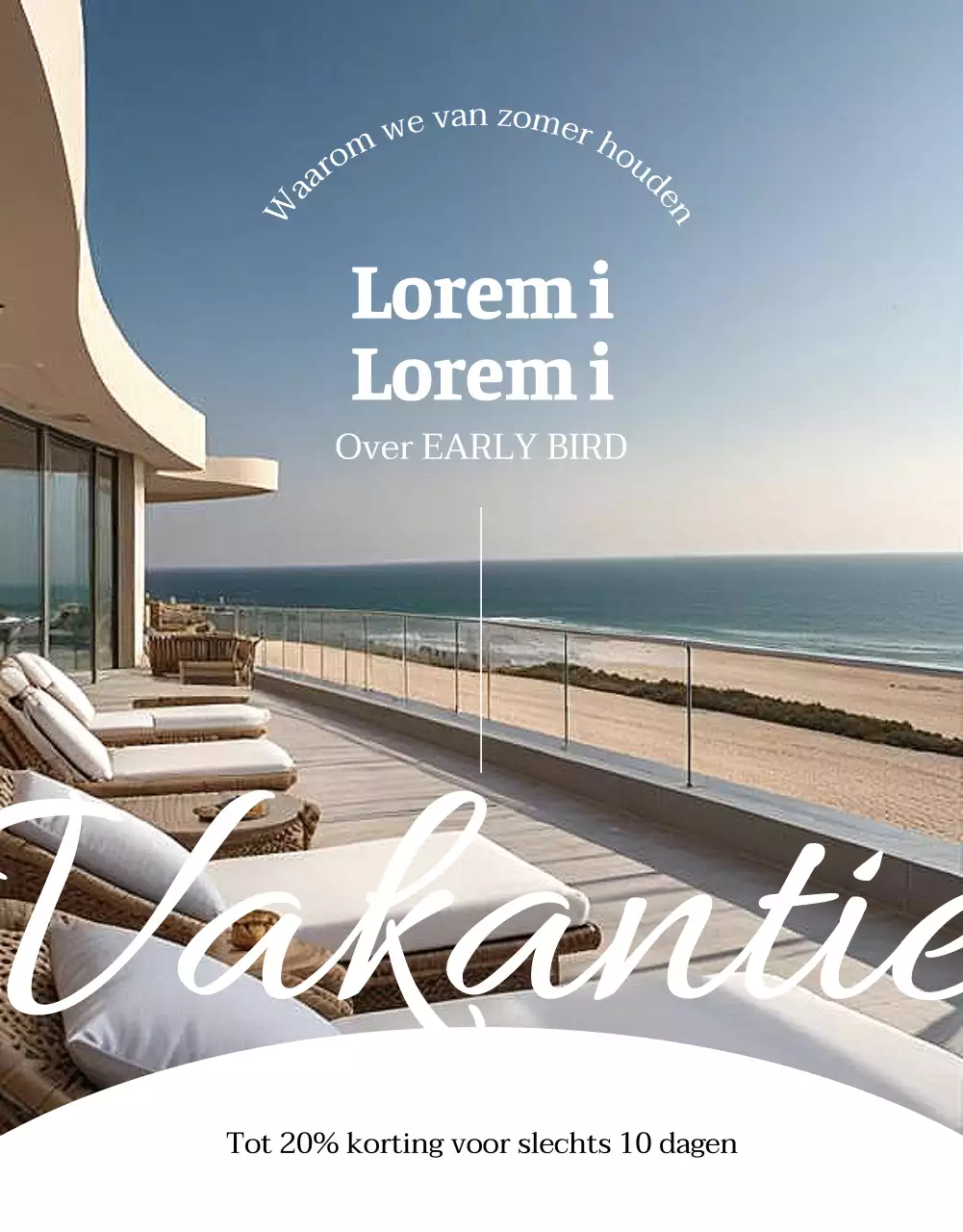 Eenvoudige zomerpromotie voor hotels in zwart-wit