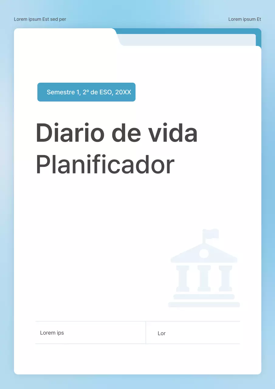 Un concepto sencillo de carpeta en azul claro y blanco para una agenda escolar