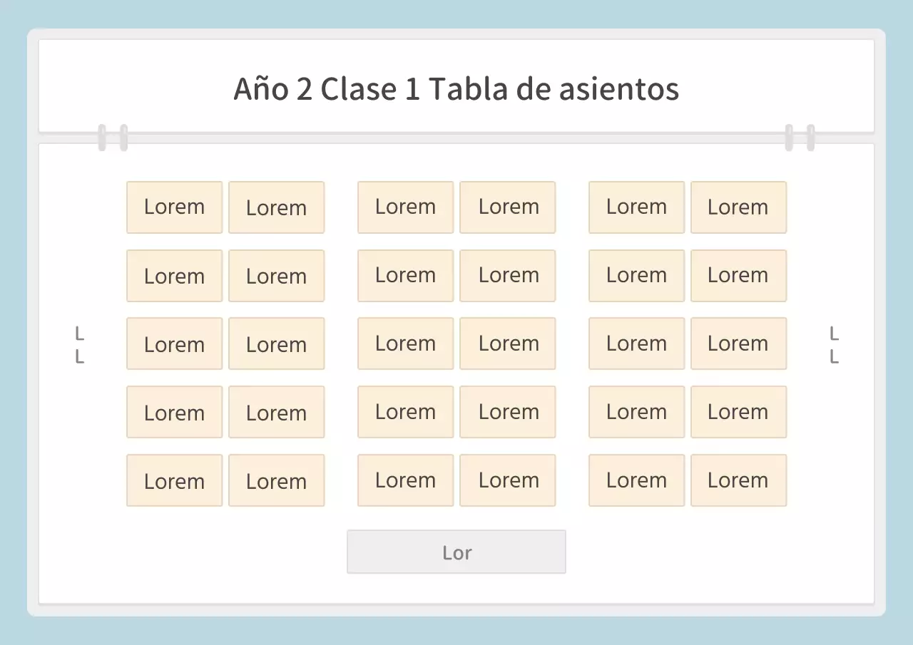 Sobre el sencillo organigrama escolar en azul claro y amarillo