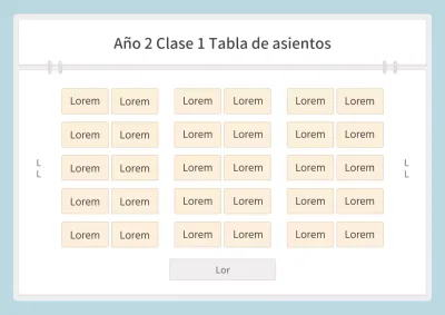 Sobre el sencillo organigrama escolar en azul claro y amarillo