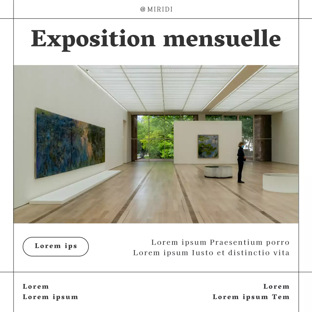 Promouvoir une exposition solo en noir et blanc, dans une galerie d'art très tendance