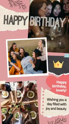 Pink Retro Birthday Invitation Instagram Post