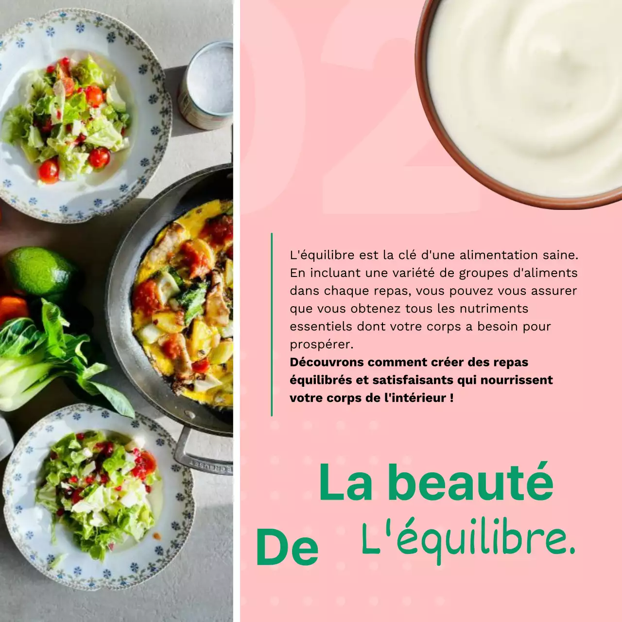 Publicité pour les aliments frais et sains, verts et roses