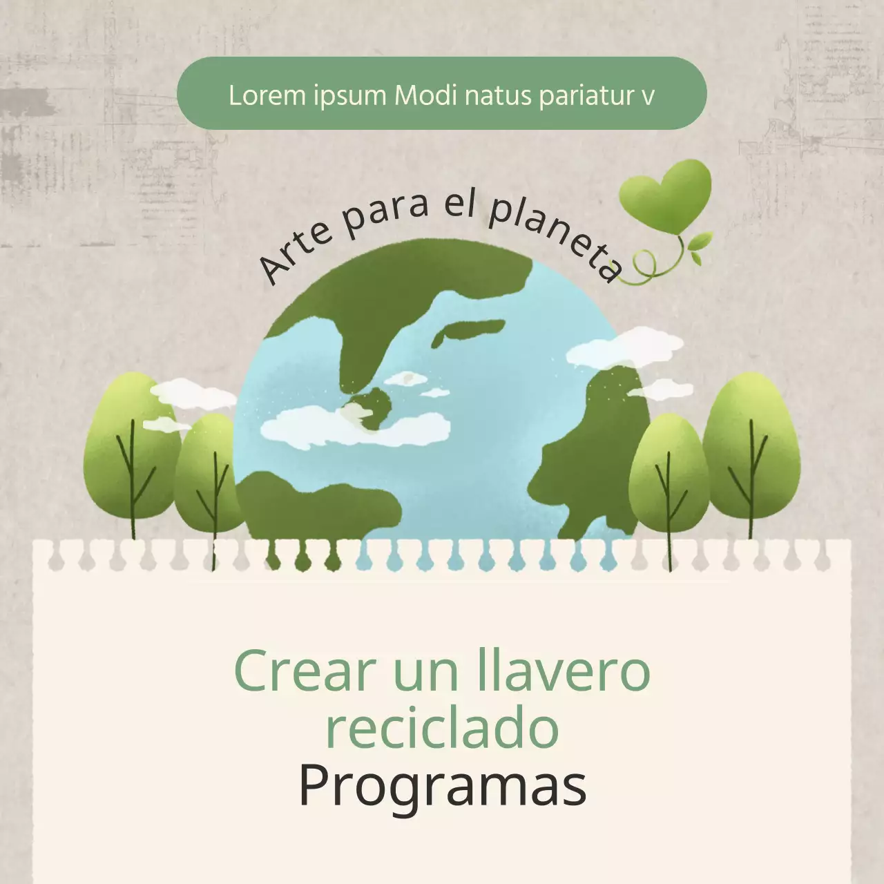 Guía del programa de reciclaje Natural Style en verde y beige