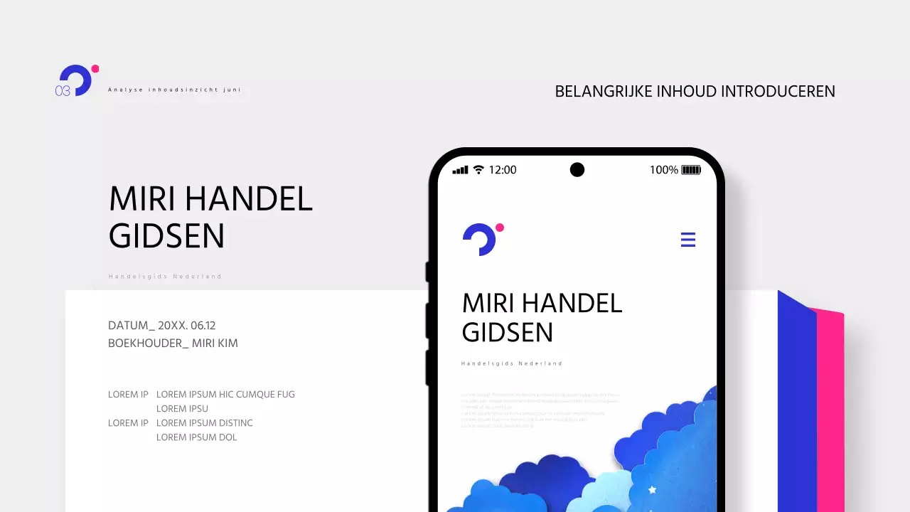 Pop-art inzichtrapporten in blauw en hot pink